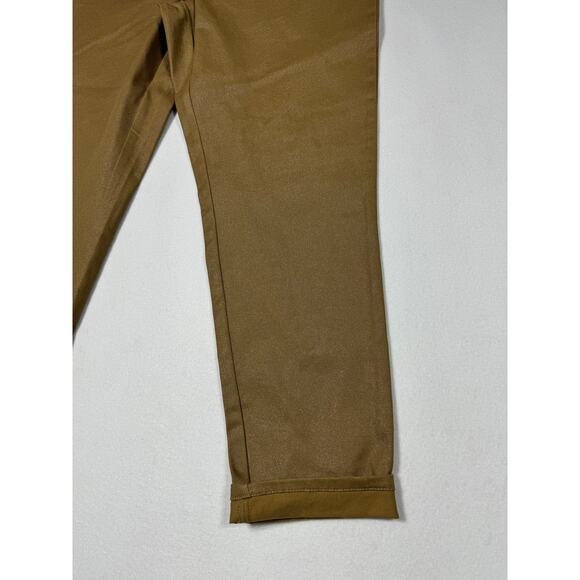 Lane Bryant Y2K Coated Ankle Pants Brown Stretch Slim Fit Cuffed Women's Size 18 - Picture 3 of 6
